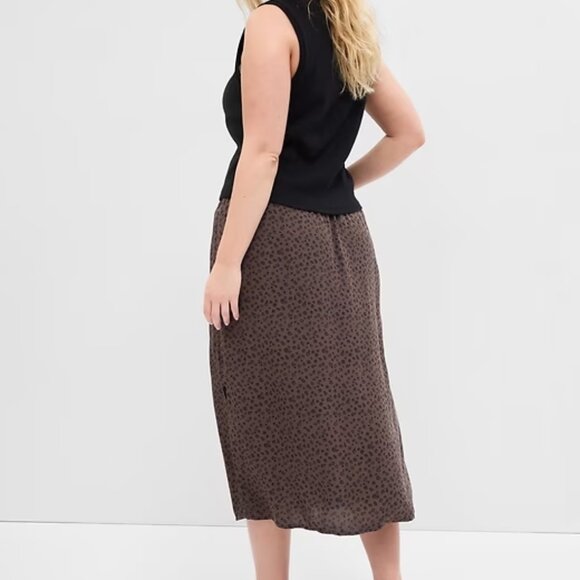 Gap Midi Slip Skirt with Slit in Brown Floral, XL - Picture 2 of 6